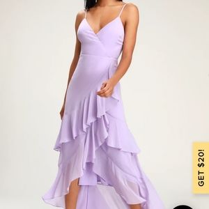Lulus Lavender ruffled maxi dress
